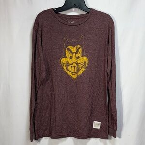 🐒Original Retro Brand Burgundy Long Sleeve with Yellow Graphic: